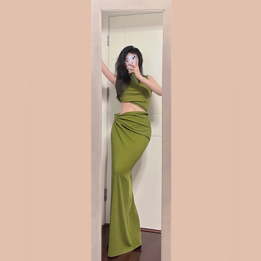 Elegant Olive Green Maxi Skirt